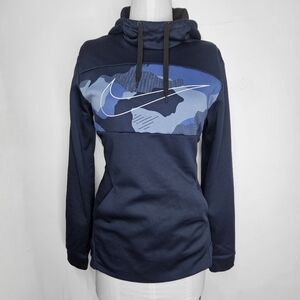 Nike Sze M Hoodie Pullover Dri Fit Kangaroo Pocket Hooded Navy Blue Camo Athlete